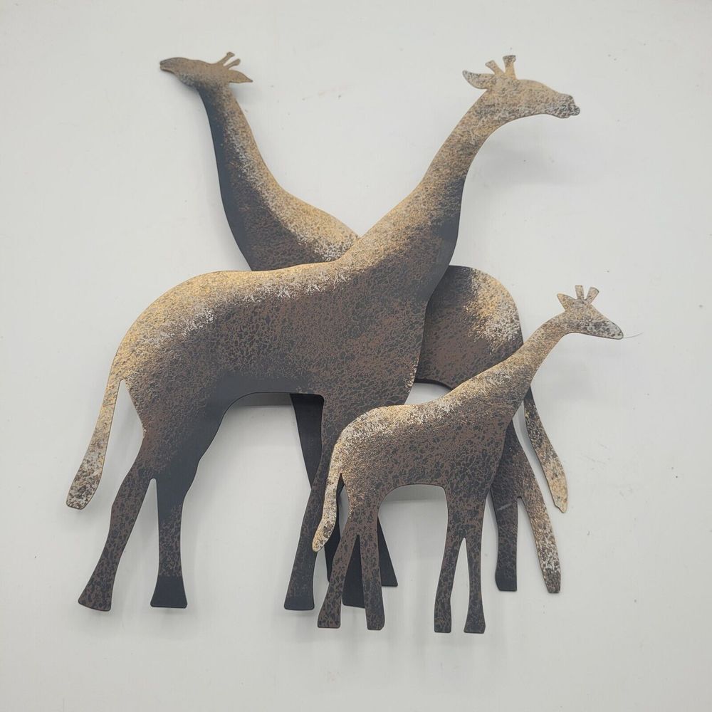 Metal 3D Bohemian Rustic‎ Giraffe Family Wall Art Sculpture